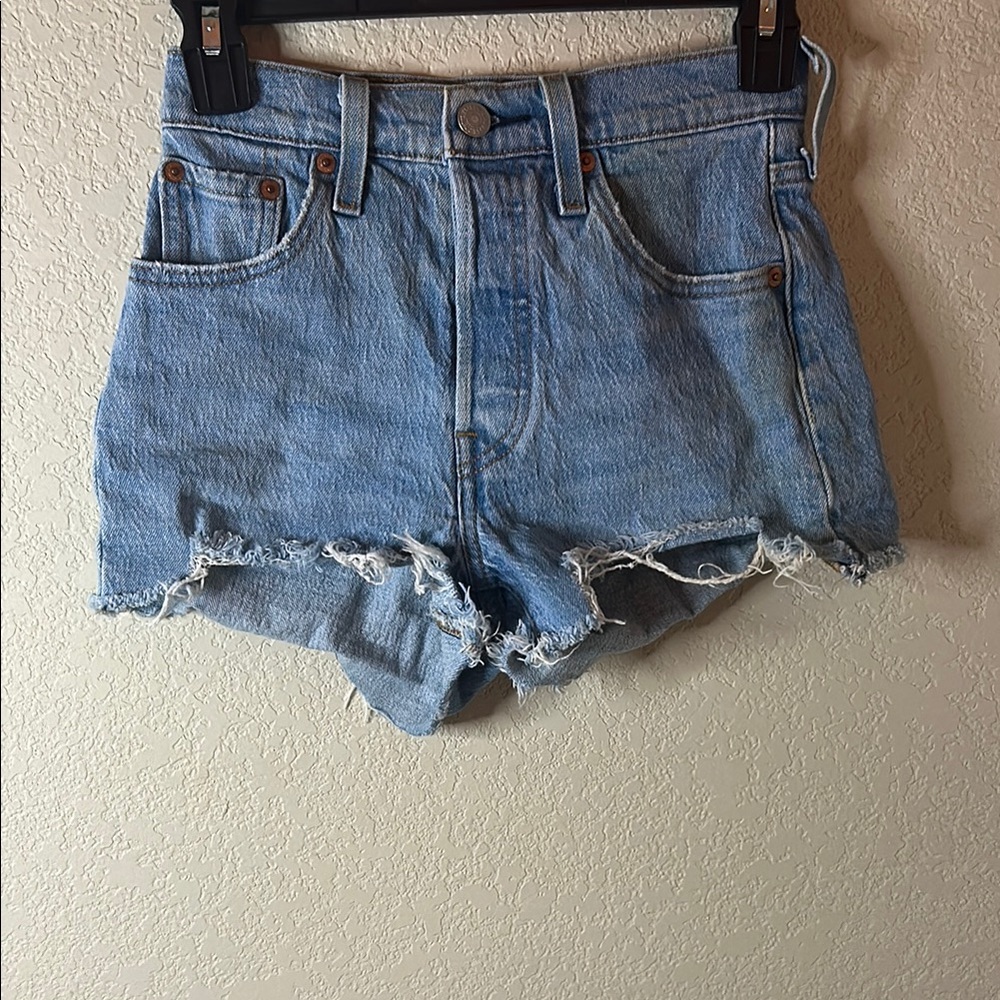 Levi's Blue Jean Shorts High-Waisted Distressed